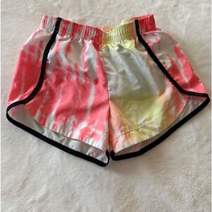 Nike Dri Fit Kids Tie Dye Athletic Shorts Pink Yellow Green Black Trim M(5-6)